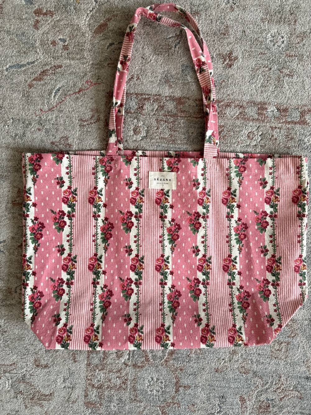 Brand New! Sézane Canvas Tote Bag English Flowers